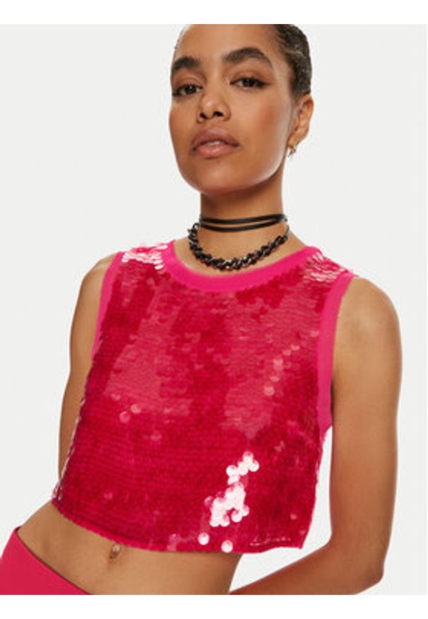 Patrizia Pepe Bluzka 8C0713 A455 M513 Różowy Slim Fit. Kolor: różowy. Materiał: syntetyk