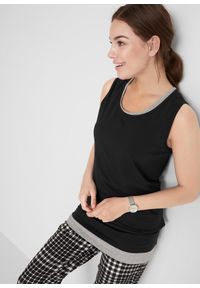 bonprix - Długi top (2 szt.). Kolor: czarny. Materiał: bawełna. Długość: długie #1