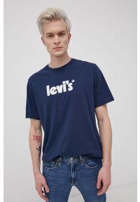 Levi's® - Levi's T-shirt bawełniany kolor granatowy z nadrukiem. Okazja: na spotkanie biznesowe. Kolor: niebieski. Materiał: bawełna. Wzór: nadruk. Styl: biznesowy
