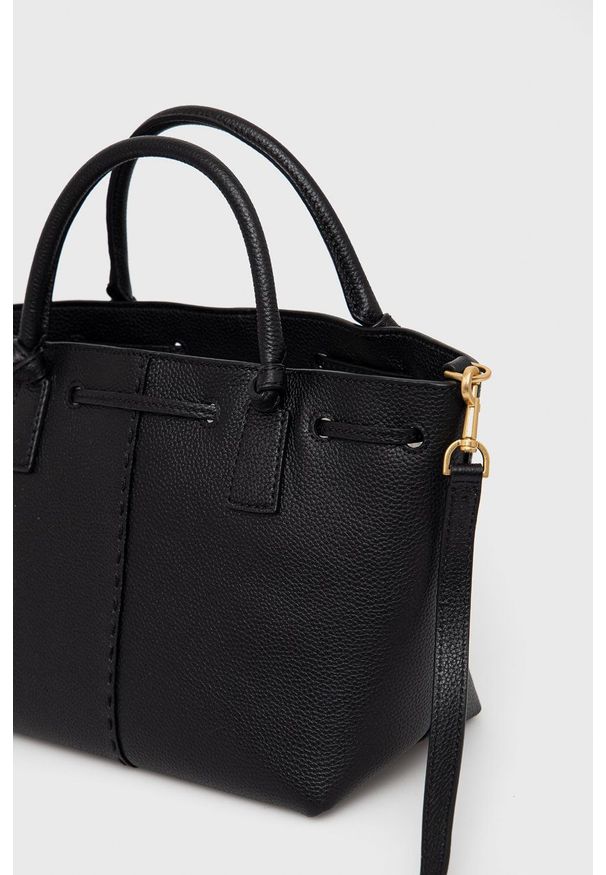 Tory Burch Torebka skórzana kolor czarny. Kolor: czarny. Materiał: skórzane. Rodzaj torebki: na ramię