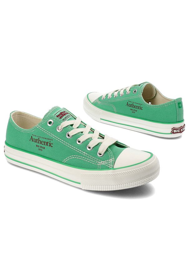 Big-Star - Zielone Trampki Big Star Sportowe Obuwie Unisex. Okazja: na co dzień. Zapięcie: sznurówki. Kolor: zielony. Wzór: napisy. Sezon: wiosna. Styl: sportowy