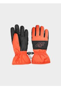 4f - Rękawice narciarskie Thinsulate chłopięce - pomarańczowe. Kolor: pomarańczowy. Materiał: syntetyk, materiał. Technologia: Thinsulate. Sport: narciarstwo #1