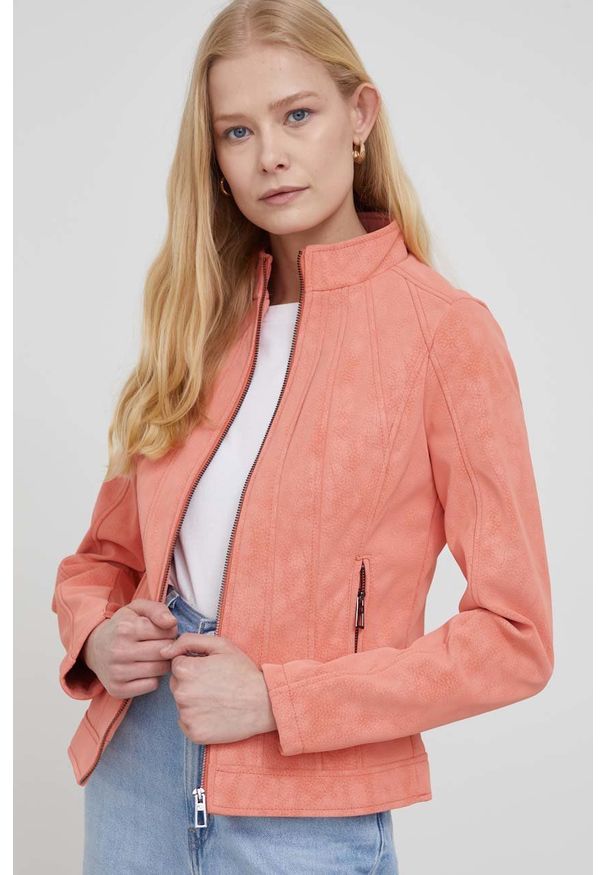 Desigual kurtka damska kolor pomarańczowy przejściowa. Kolor: pomarańczowy
