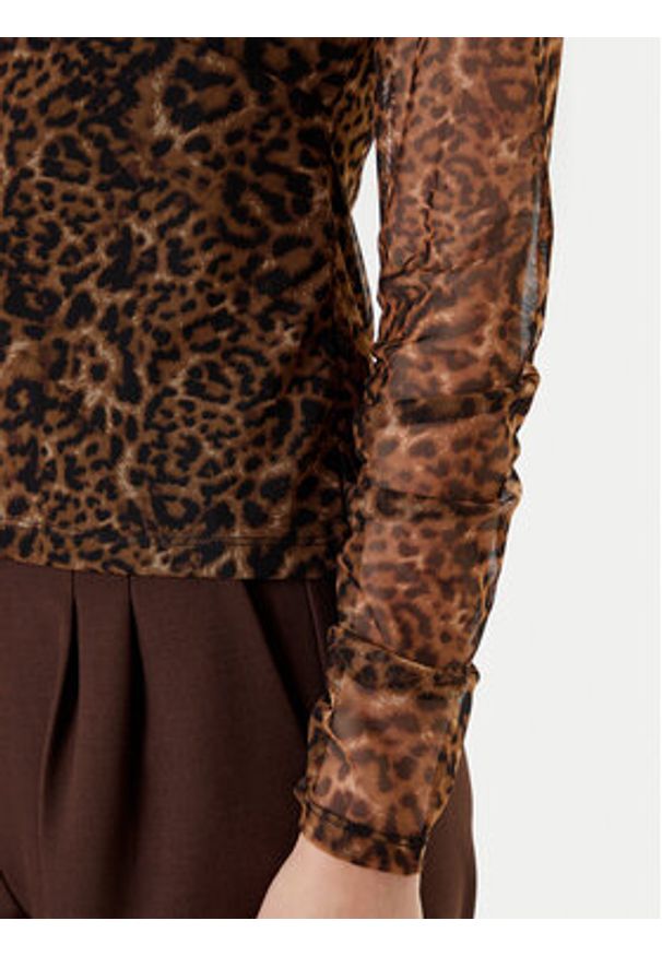 DKNY Bluzka P53HVCMM Brązowy Regular Fit. Kolor: brązowy. Materiał: syntetyk