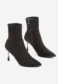 Born2be - Czarne Botki Vices na Ozdobnej Szpilce z Cyrkoniami Cedvire. Okazja: na co dzień. Kolor: czarny. Styl: casual, elegancki #6