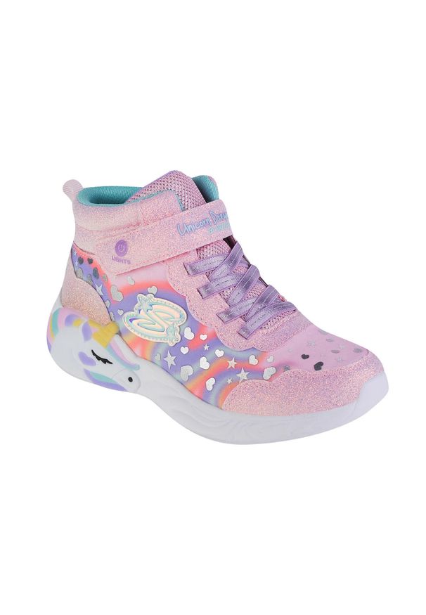 skechers - Buty do chodzenia dla dzieci Skechers Lighted Unicorn Dreams Magical. Wysokość cholewki: za kostkę. Zapięcie: rzepy. Kolor: różowy. Materiał: materiał, syntetyk. Szerokość cholewki: normalna. Sport: turystyka piesza