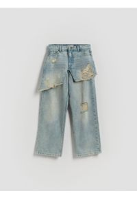 Reserved - Jeansy straight fit z spódnicą - niebieski. Kolor: niebieski #1