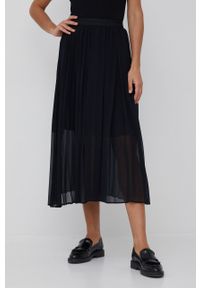 Sisley spódnica kolor czarny midi rozkloszowana. Kolor: czarny. Materiał: tkanina