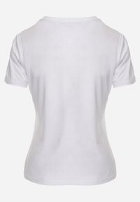 Born2be - Biały Bawełniany T-shirt w Klasycznym Stylu Nedila. Kolor: biały. Materiał: bawełna. Długość: długie. Styl: klasyczny #7