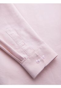 Ombre Clothing - Bawełniana pastelowa męska koszula typu oxford – jasnoróżowa V1. Kolor: różowy. Materiał: bawełna. Wzór: aplikacja, ze splotem. Styl: klasyczny, elegancki #4