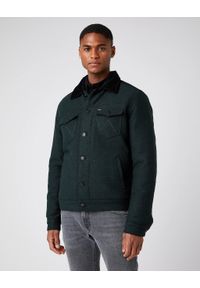Wrangler - MĘSKA SHERPA WRANGLER WOOL TRUCKER JACKET DEEP FOREST W4F2SGG08 112141366