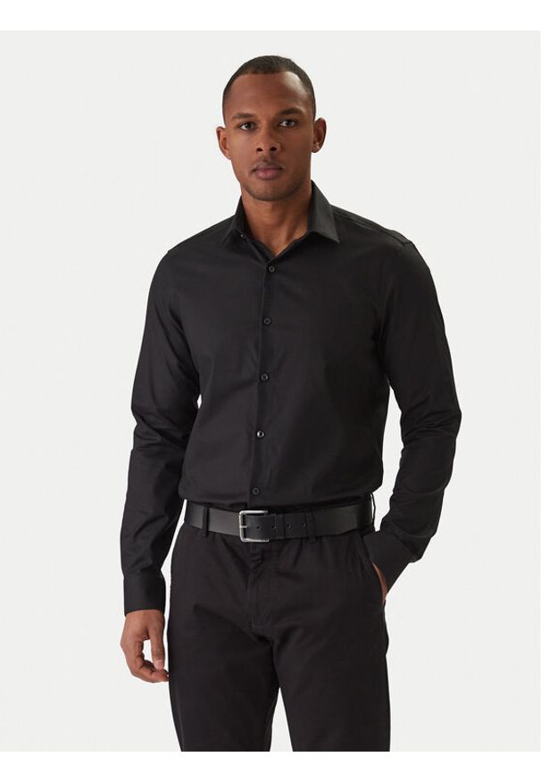 Calvin Klein Koszula LV019EU006 Czarny Slim Fit. Kolor: czarny. Materiał: bawełna