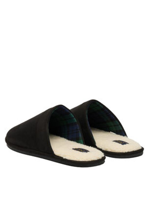 Polo Ralph Lauren Kapcie 843981604001 Czarny. Kolor: czarny. Materiał: skóra, zamsz