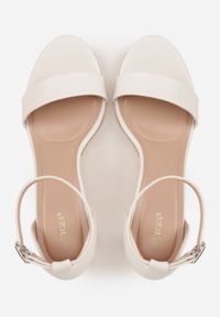 Renee - Białe Sandały Vices na Obcasie Typu Szpilka Galennea. Okazja: na co dzień. Nosek buta: otwarty. Zapięcie: pasek. Kolor: biały. Wzór: paski. Obcas: na obcasie. Styl: casual, elegancki. Wysokość obcasa: średni #3