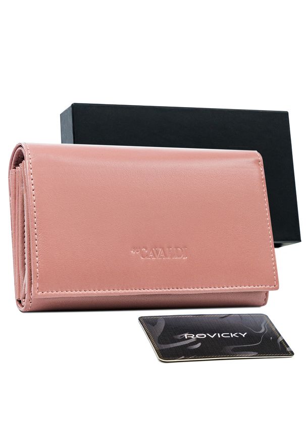 4U CAVALDI - Portfel skórzany Cavaldi RD-22-GCL-0931 łososiowy. Kolor: różowy. Materiał: skóra