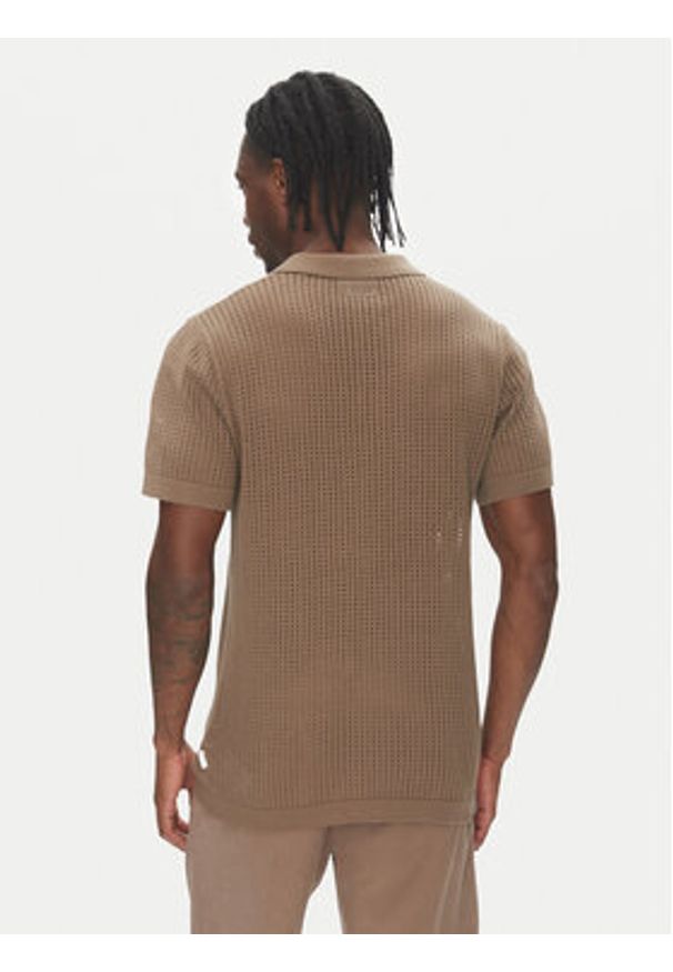 Lindbergh Polo 30-804126 Beżowy Relaxed Fit. Typ kołnierza: polo. Kolor: beżowy. Materiał: bawełna