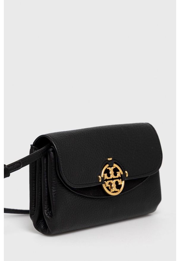 Tory Burch Torebka skórzana kolor czarny. Kolor: czarny. Materiał: skórzane. Rodzaj torebki: na ramię