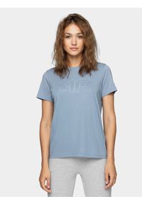 4f - T-shirt damski. Kolor: niebieski. Materiał: bawełna, dzianina #1