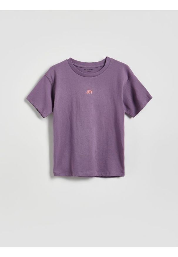Reserved - Bawełniany t-shirt - fioletowy. Kolor: fioletowy. Materiał: bawełna