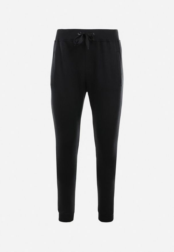 Born2be - Czarne Spodnie Argothoe. Okazja: na co dzień. Kolor: czarny. Materiał: dzianina, dresówka. Długość: długie. Wzór: jednolity, gładki. Styl: casual, sportowy