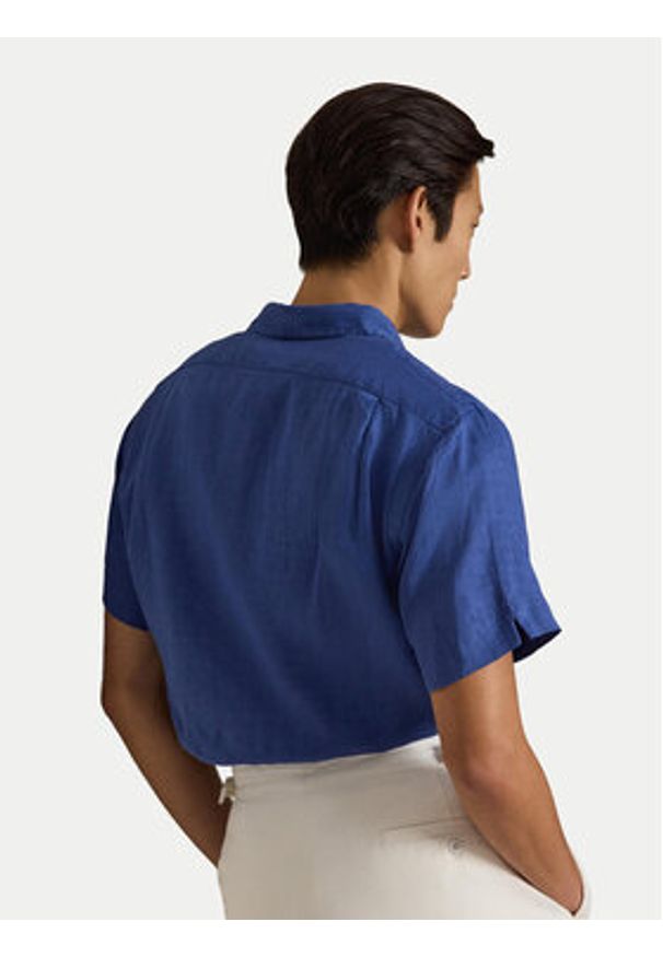 Polo Ralph Lauren Koszula 710966421503 Niebieski Regular Fit. Typ kołnierza: polo. Kolor: niebieski. Materiał: len