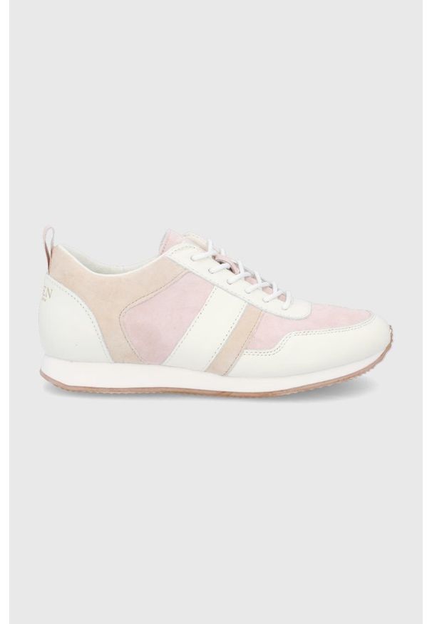Lauren Ralph Lauren buty skórzane COLTEN 802860719001.650 kolor różowy. Nosek buta: okrągły. Zapięcie: sznurówki. Kolor: różowy. Materiał: skóra. Obcas: na obcasie. Wysokość obcasa: niski
