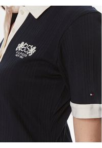 TOMMY HILFIGER - Tommy Hilfiger Sukienka dzianinowa F&F Crest 85 Polo Dress Rib WW0WW40617 Granatowy Regular Fit. Typ kołnierza: polo. Kolor: niebieski. Materiał: bawełna #5