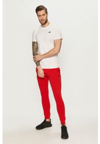 4f - 4F - Spodnie. Kolor: czerwony. Materiał: bawełna, poliester, dzianina. Wzór: gładki #3