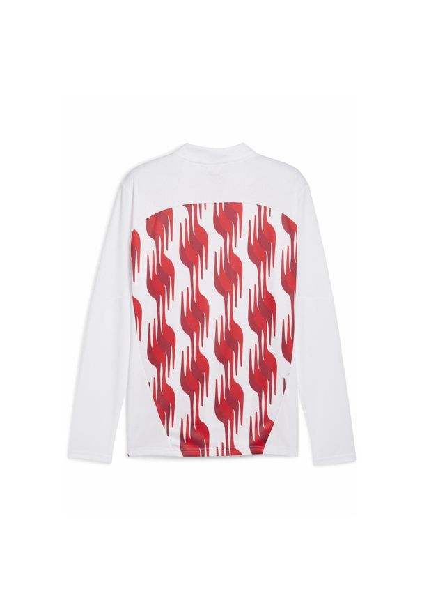 Puma - Męska bluza przedmeczowa z zamkiem 1/4 Girona FC PUMA White Red. Kolor: biały, czerwony, wielokolorowy