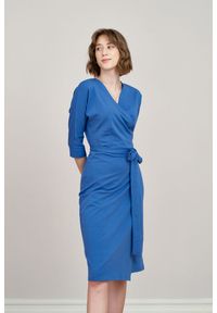Marie Zélie - Sukienka Filomena ciemnoniebieska 42 niebieski. Typ kołnierza: dekolt kopertowy. Kolekcja: moda ciążowa. Kolor: niebieski. Materiał: bawełna, dzianina, materiał, elastan, tkanina, skóra. Typ sukienki: proste, kopertowe. Styl: klasyczny, młodzieżowy #1