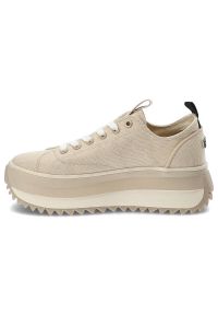 Beżowe Sneakersy Tamaris Damskie Buty Na Platformie. Zapięcie: sznurówki. Kolor: beżowy. Materiał: materiał. Wzór: aplikacja. Obcas: na platformie. Sport: turystyka piesza #3