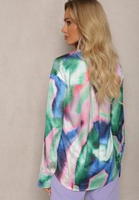 Renee - Zielono-Niebieska Koszula Ozdobiona Kolorowym Wzorem Tie-Dye Vatrie. Kolor: zielony. Wzór: aplikacja, kolorowy