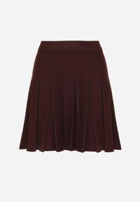 Born2be - Brązowa Plisowana Spódnica z Wiskozą z Wysokim Stanem Nesadoe. Okazja: na co dzień, na spotkanie biznesowe. Stan: podwyższony. Kolor: brązowy. Materiał: wiskoza. Styl: biznesowy, klasyczny, casual, elegancki #3