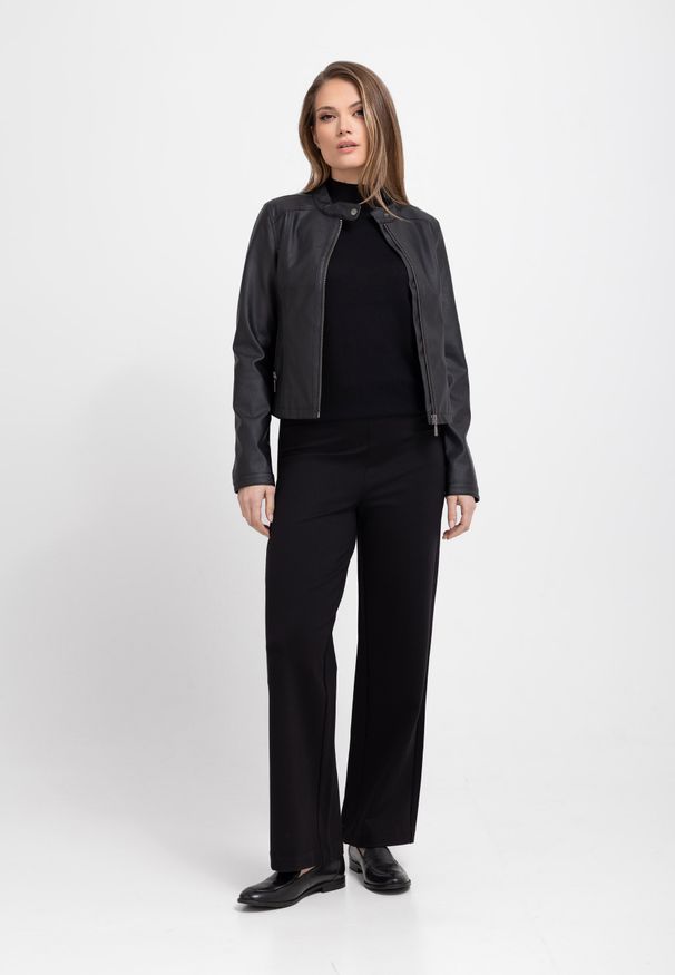 Volcano - Szerokie spodnie R-ESTA. Okazja: na co dzień. Materiał: materiał, bawełna. Wzór: gładki. Styl: elegancki, casual, sportowy