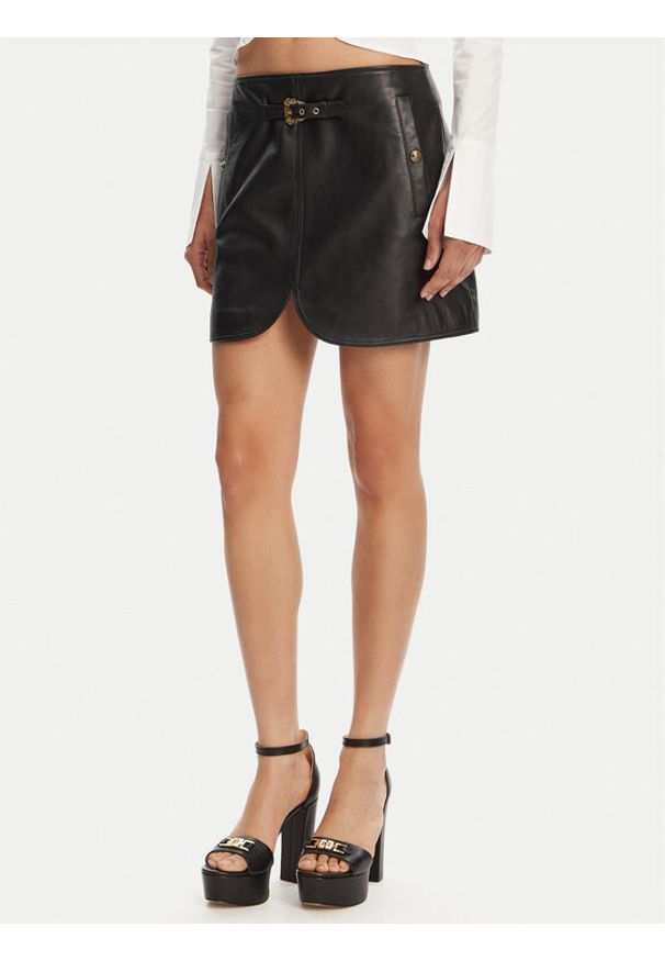 Versace Jeans Couture Spódnica skórzana 78HAEP02 Czarny Regular Fit. Kolor: czarny. Materiał: skóra
