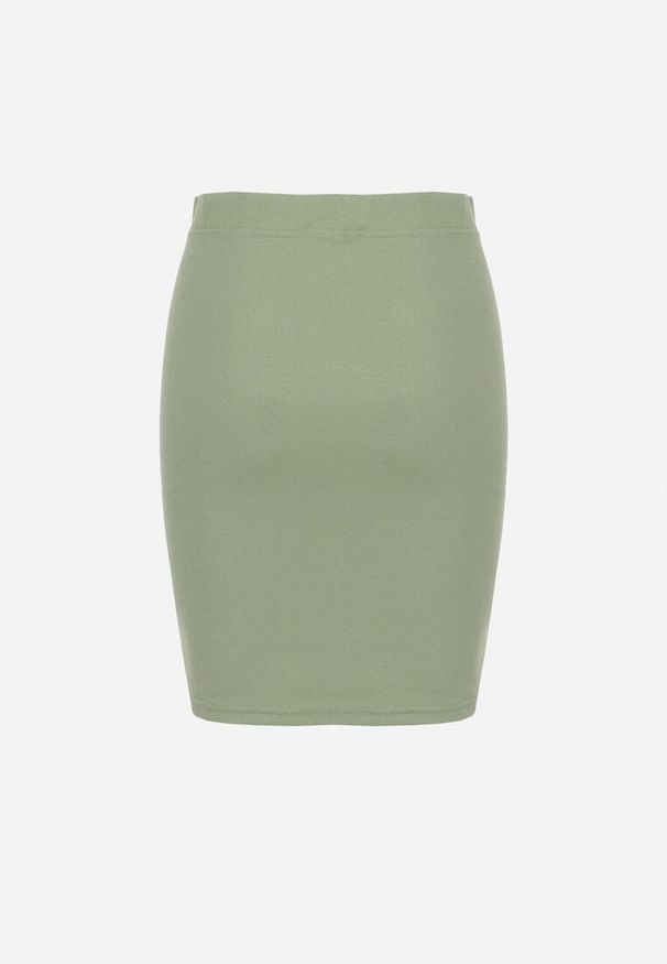 Born2be - Zielona Bawełniana Spódnica o Ołówkowym Kroju ze Ściągaczem z Boku Filarelle. Okazja: na spotkanie biznesowe, do pracy. Stan: podwyższony. Kolor: zielony. Materiał: bawełna. Styl: biznesowy