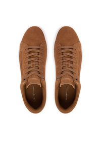 TOMMY HILFIGER - Tommy Hilfiger Sneakersy Th Court Premium Suede FM0FM05880 Brązowy. Kolor: brązowy. Materiał: zamsz, skóra #3