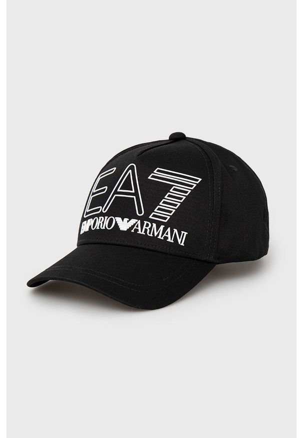 EA7 Emporio Armani czapka 274991.2R102 kolor czarny z aplikacją. Kolor: czarny. Wzór: aplikacja