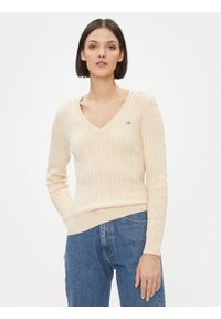 GANT - Gant Sweter 4800101 Écru Slim Fit. Materiał: bawełna