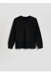 Reserved - Bawełniany longsleeve - czarny. Kolor: czarny. Materiał: bawełna. Długość rękawa: długi rękaw #1