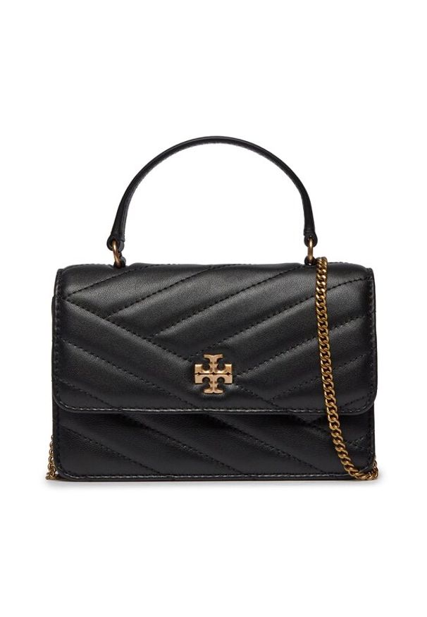 Tory Burch Torebka Kira Chevron Mini Top Handle Chain Wallet 152356 Czarny. Kolor: czarny. Materiał: skórzane