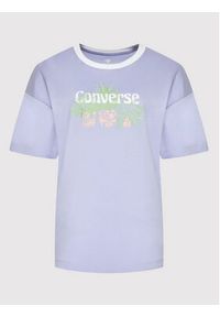 Converse T-Shirt 10023937-A04 Fioletowy Loose Fit. Kolor: fioletowy. Materiał: bawełna