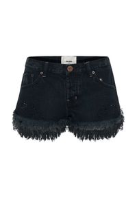 ONETEASPOON - Czarne jeansowe szorty Dukes Low Waist. Stan: obniżony. Kolor: czarny. Materiał: jeans. Wzór: aplikacja #10