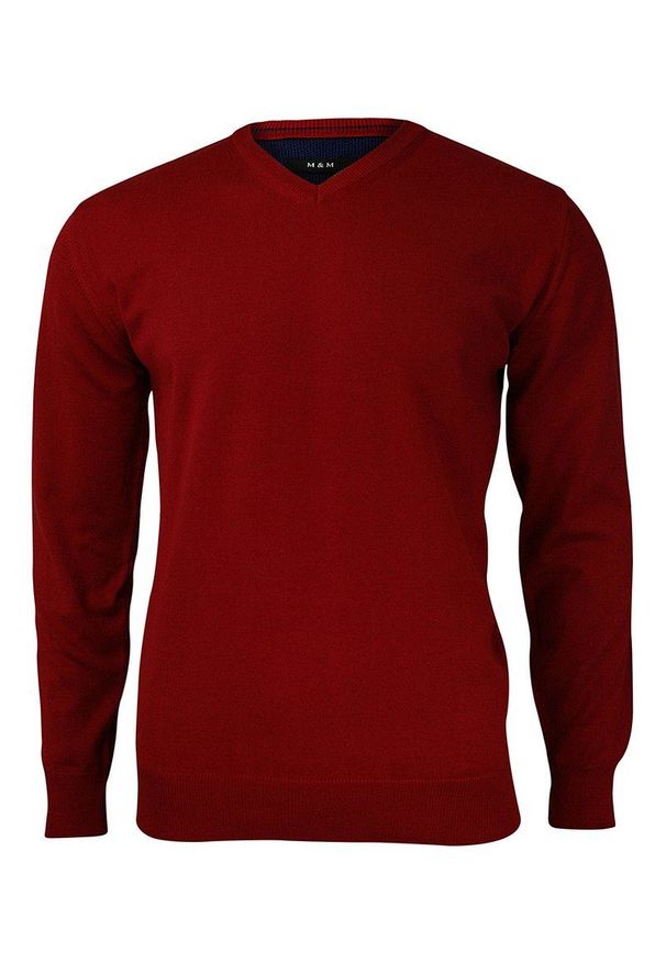 Czerwony sweter MM Classic klasyczny, na spotkanie biznesowe
