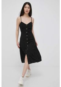 Brave Soul sukienka kolor czarny mini rozkloszowana. Kolor: czarny. Materiał: tkanina. Długość rękawa: na ramiączkach. Typ sukienki: rozkloszowane. Długość: mini