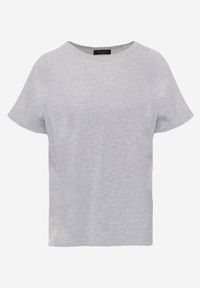 Born2be - Szary T-shirt Bawełniany Klasyczny o Fasonie Oversize z Dłuższym Tyłem Nemedora. Okazja: na co dzień. Kolor: szary. Materiał: bawełna. Długość: długie. Styl: klasyczny #8
