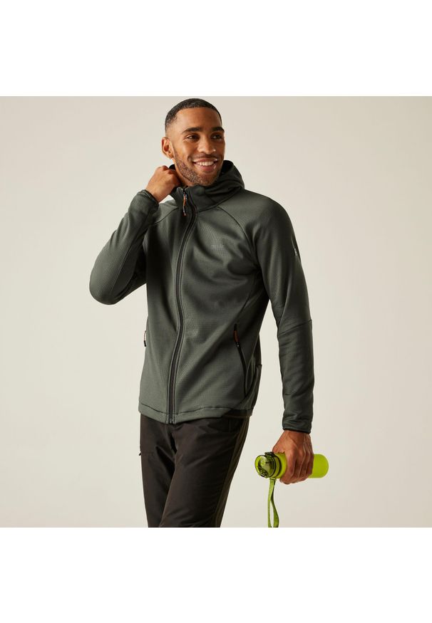 Regatta - Polar męski rozsuwany z kapturem Everet. Typ kołnierza: kaptur. Kolor: zielony. Materiał: polar. Sport: turystyka piesza