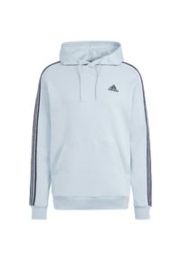 Adidas - Bluza męska adidas Essentials Fleece 3-Stripes Hoodie. Typ kołnierza: kaptur. Kolor: niebieski. Materiał: polar, materiał