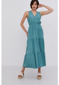 Answear Lab Sukienka kolor zielony maxi rozkloszowana. Kolor: turkusowy. Materiał: tkanina. Wzór: gładki. Typ sukienki: rozkloszowane. Styl: wakacyjny. Długość: maxi #1