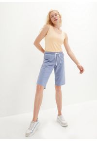 bonprix - Bermudy dresowe z czystej bawełny. Kolor: niebieski. Materiał: dresówka, bawełna